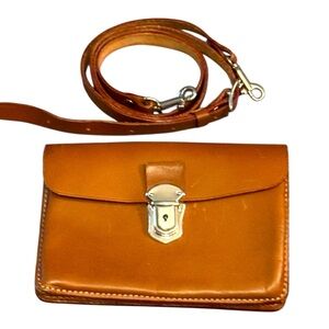 Elegant Tan Leather Crossbody Waist  Bag Vintage 1950s